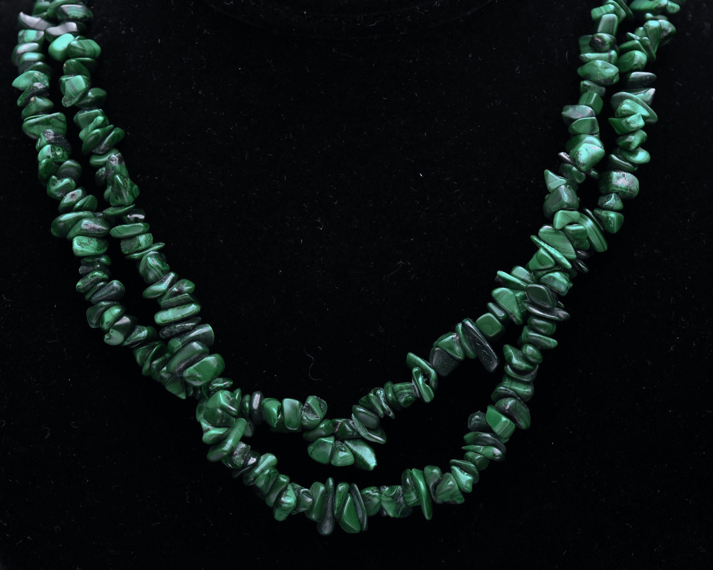 Malachite Chip Bead Necklace - 36"