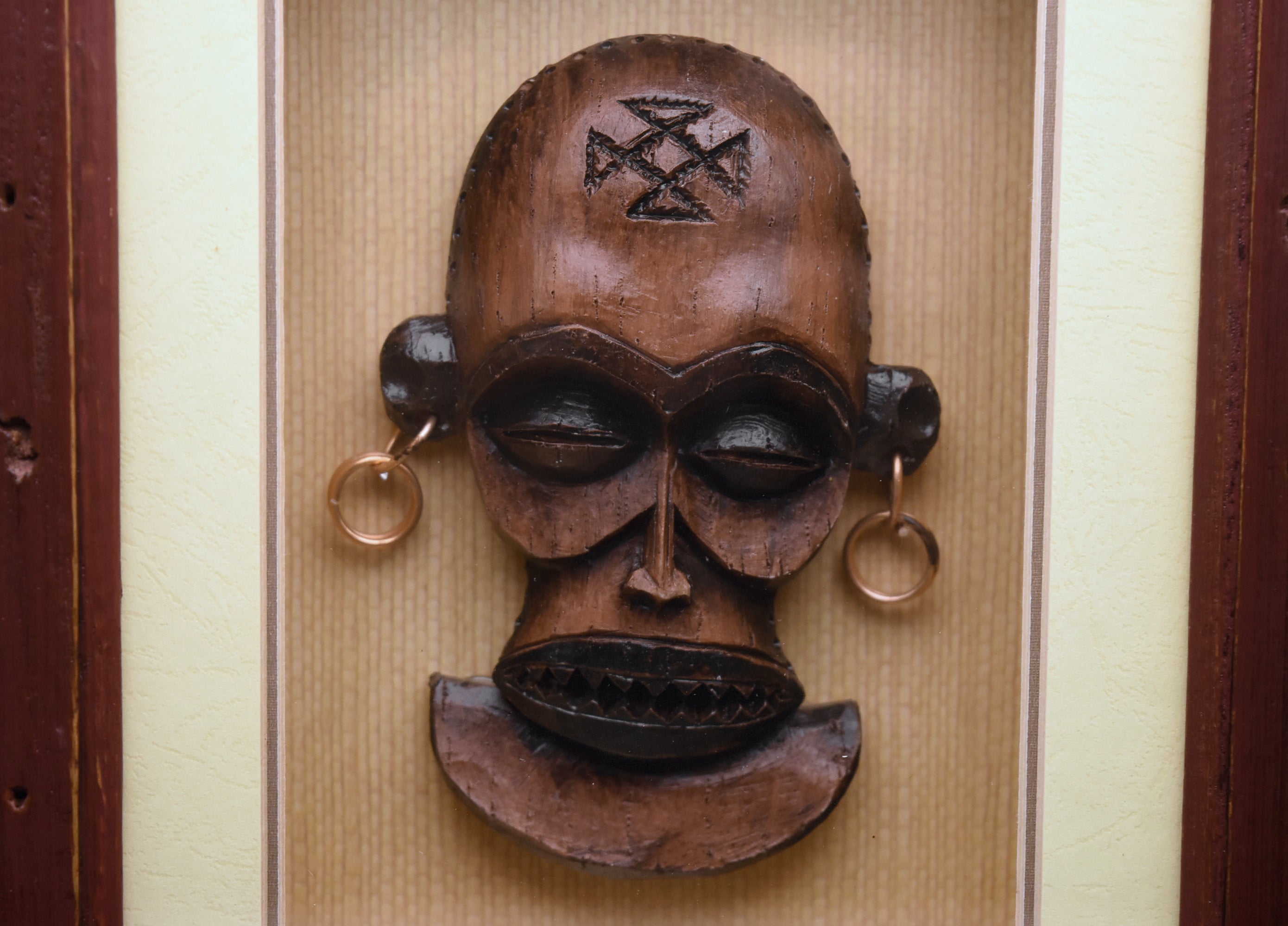 Decorative Carved Mask Shadow Box Wall Art