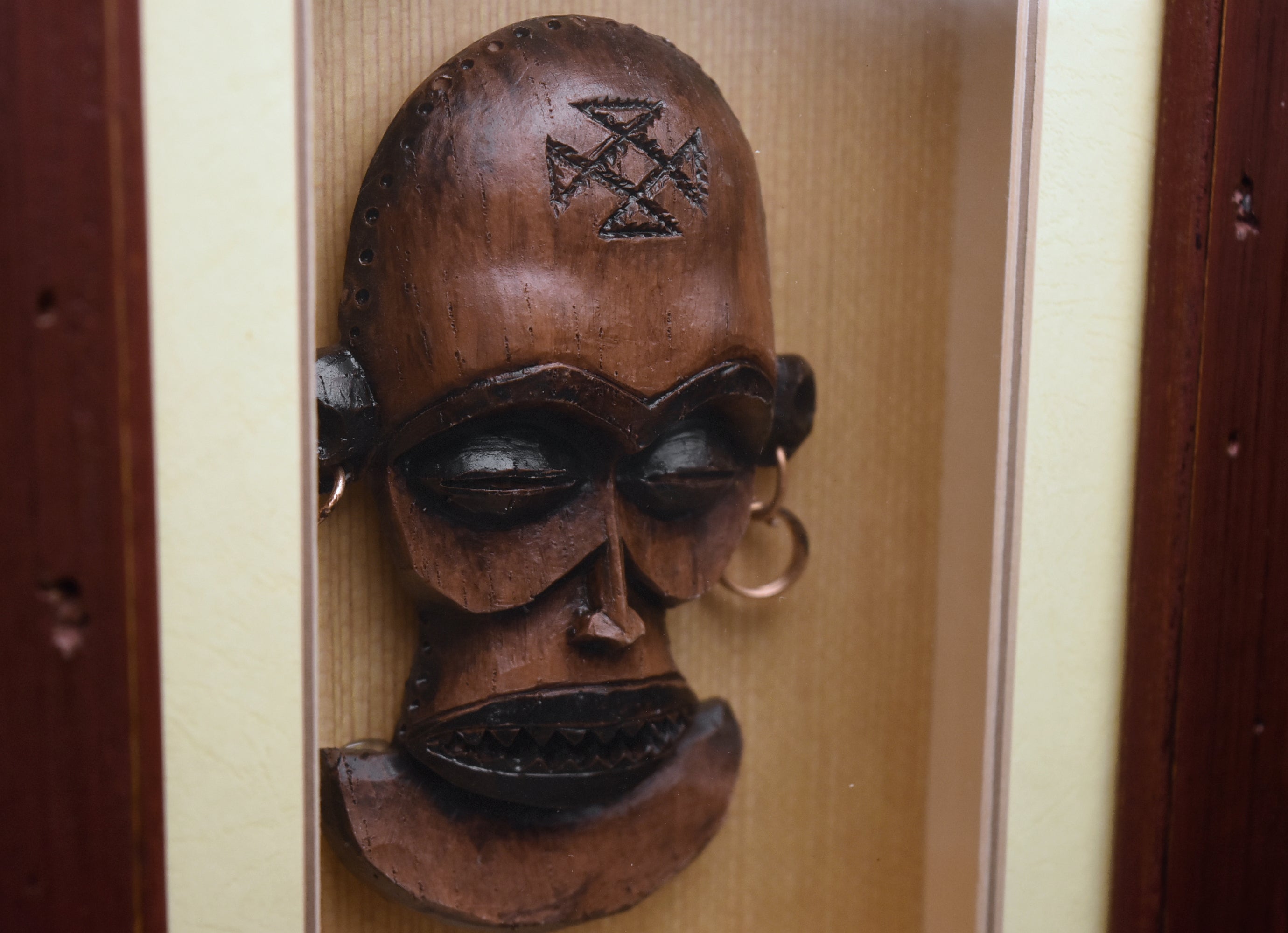 Decorative Carved Mask Shadow Box Wall Art