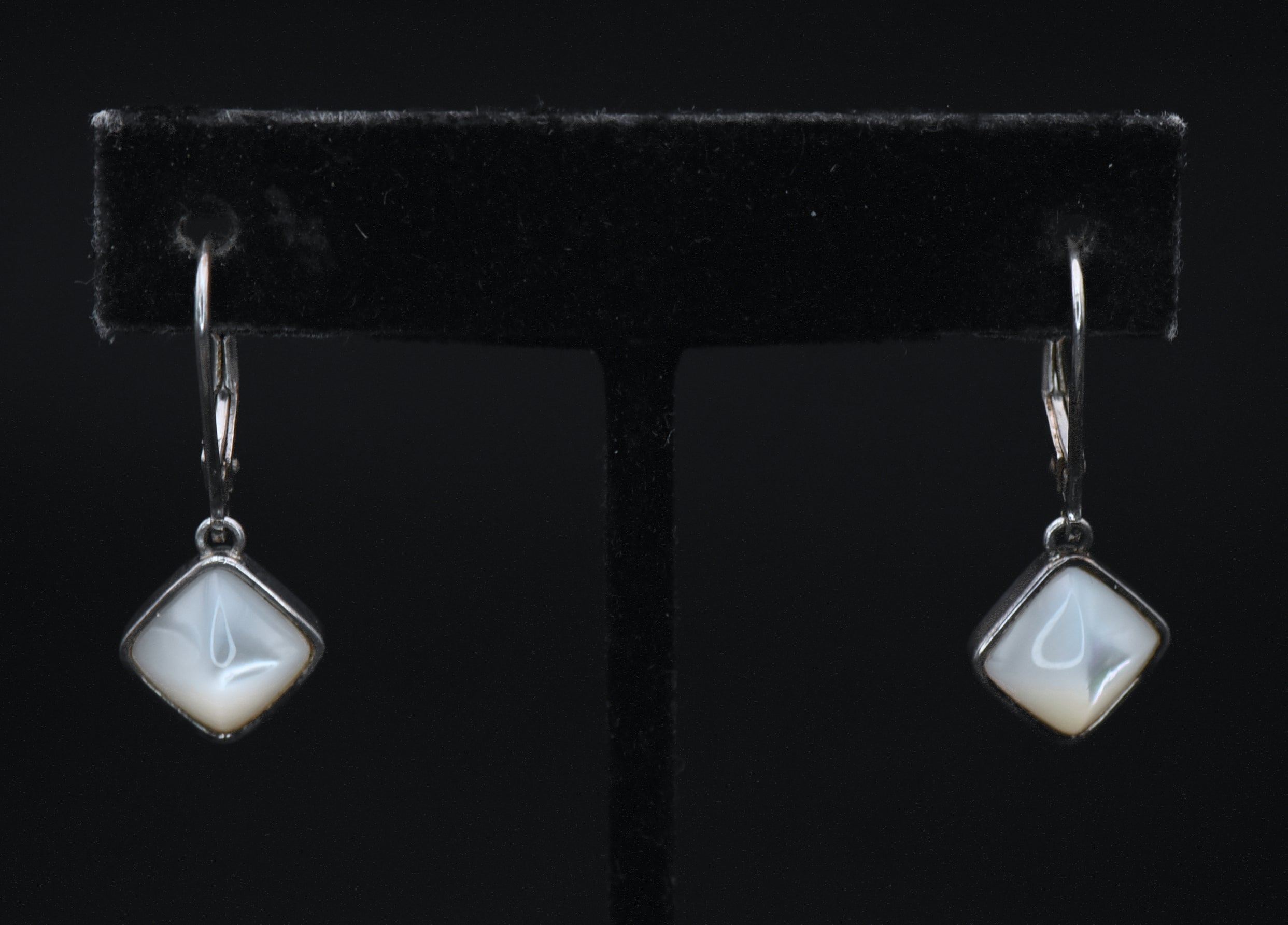 Vintage Mother of Pearl Sterling Silver Dangle Earrings