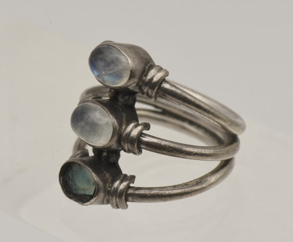 Vintage Handmade Moonstone Sterling Silver Ring - Size 6.25 - MISSING STONE