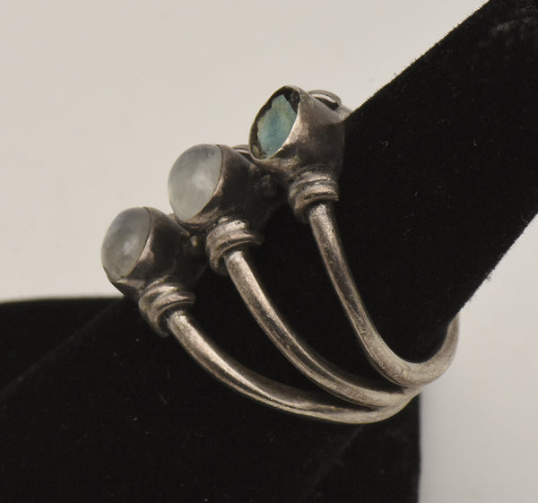 Vintage Handmade Moonstone Sterling Silver Ring - Size 6.25 - MISSING STONE