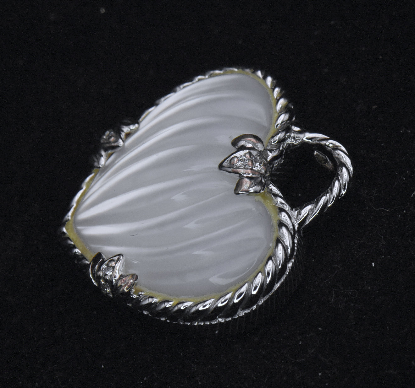 Judith Ripka - Sterling Silver Mother of Pearl & CZ Heart Pendant