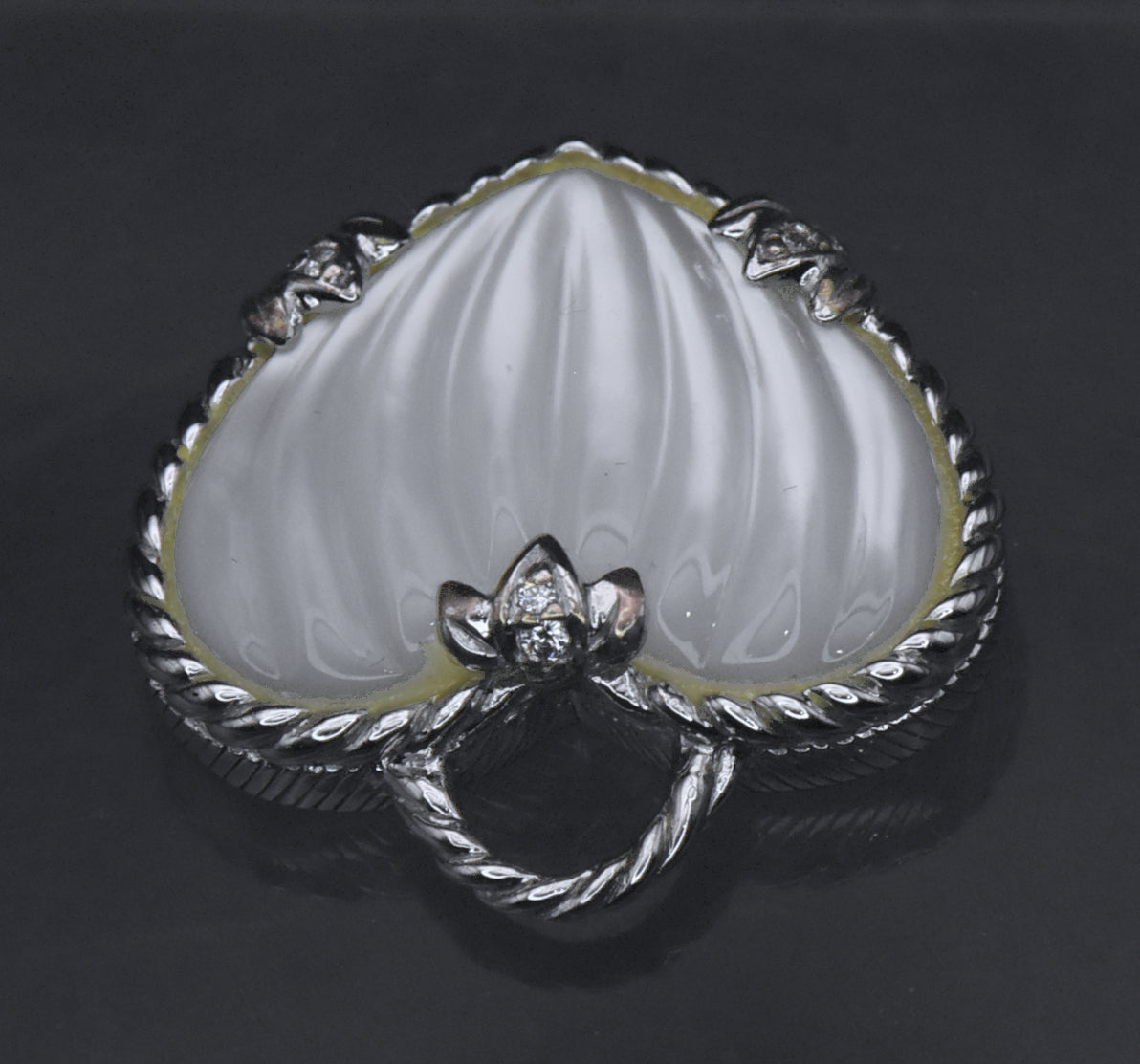 Judith Ripka - Sterling Silver Mother of Pearl & CZ Heart Pendant