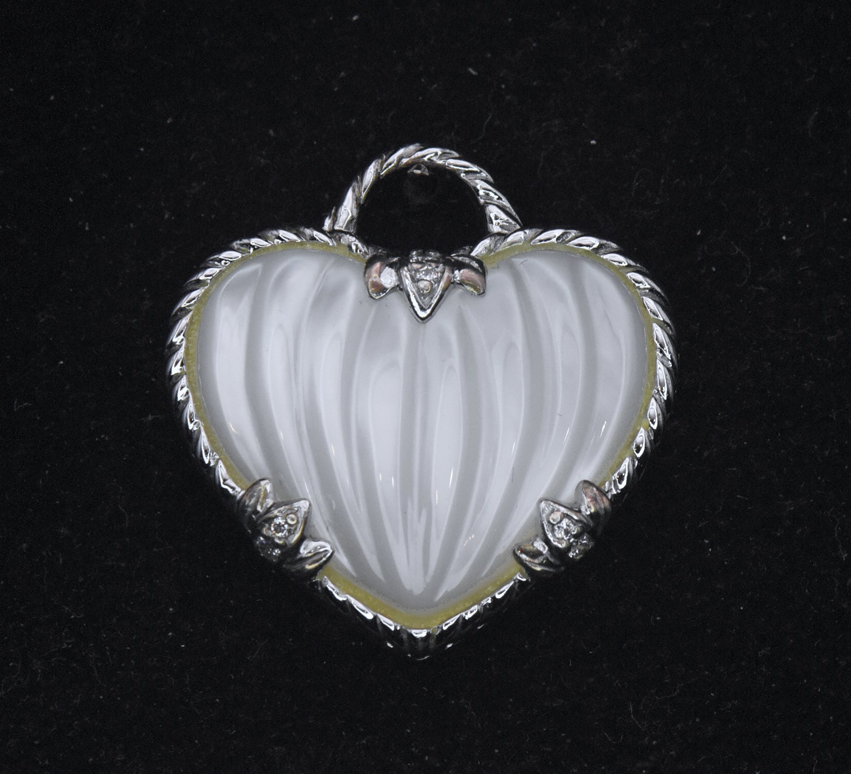 Judith Ripka - Sterling Silver Mother of Pearl & CZ Heart Pendant