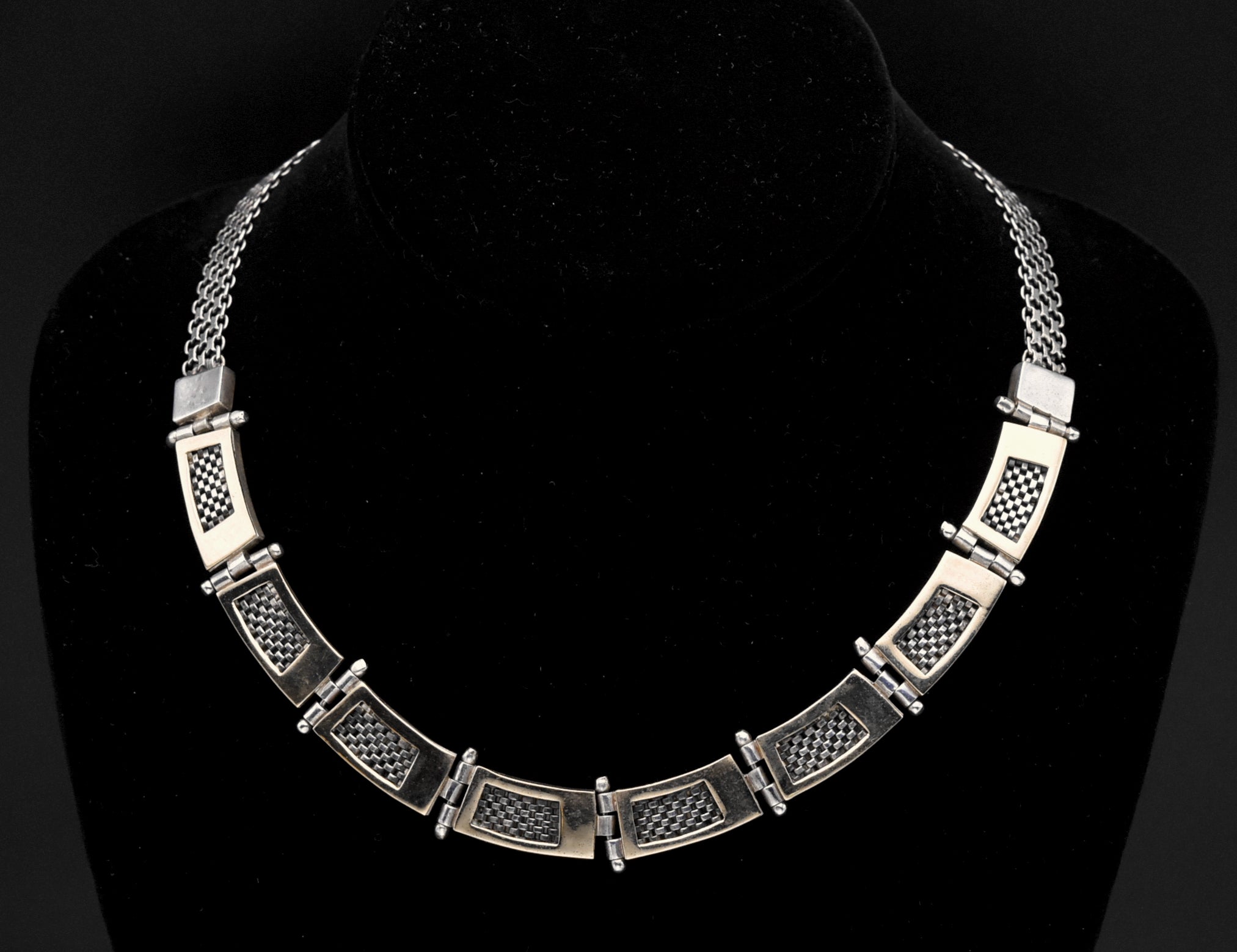 Vintage Handmade Sterling Silver and Gold Necklace - 17"