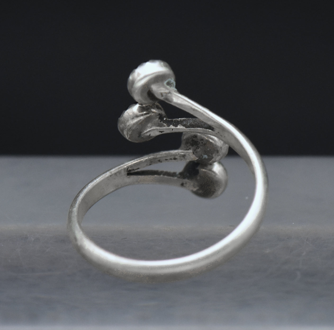 Vintage Handmade Black Onyx Sterling Silver Bypass Ring