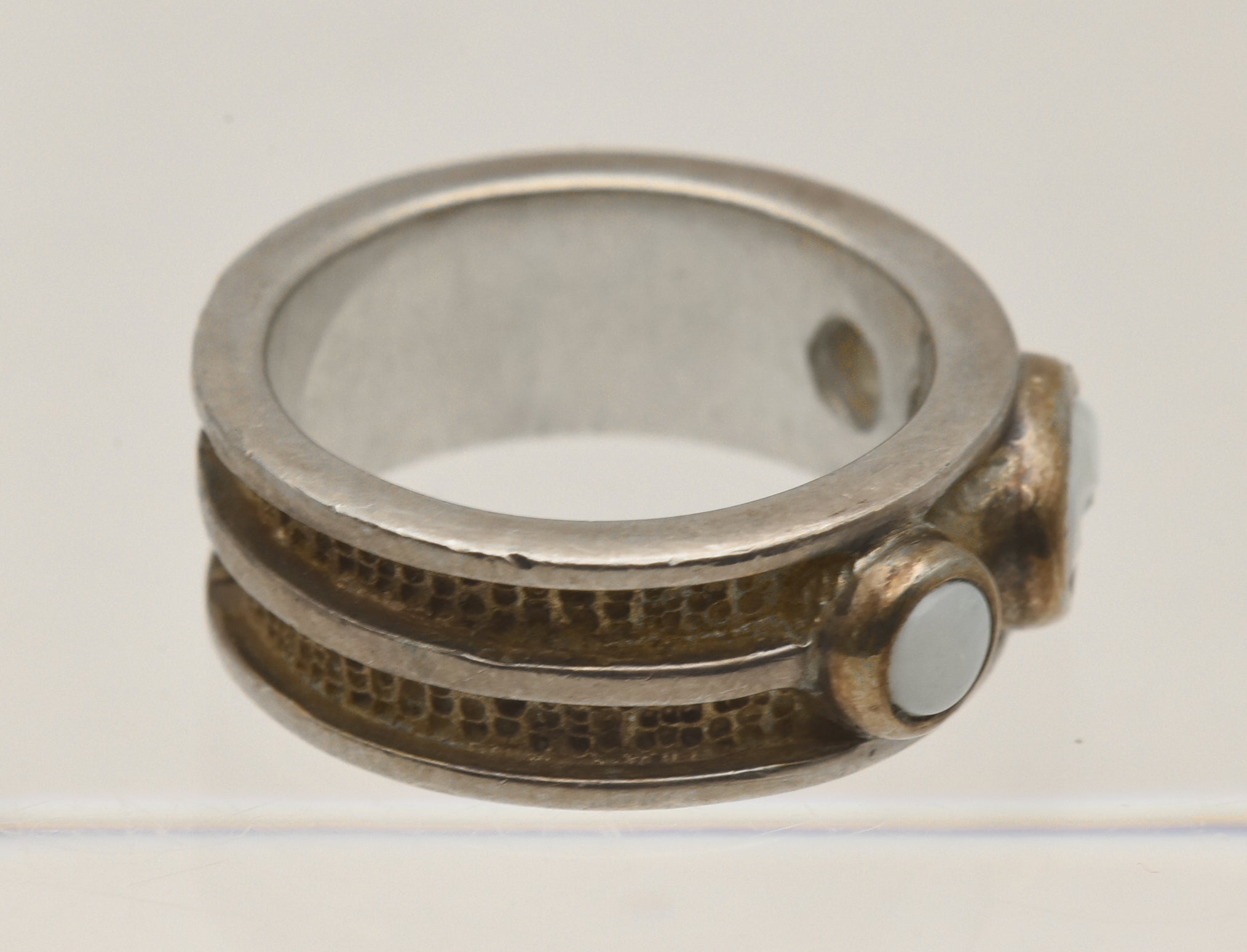 Vintage Handmade White Opal Sterling Silver Ring - Size 6 - DAMAGED