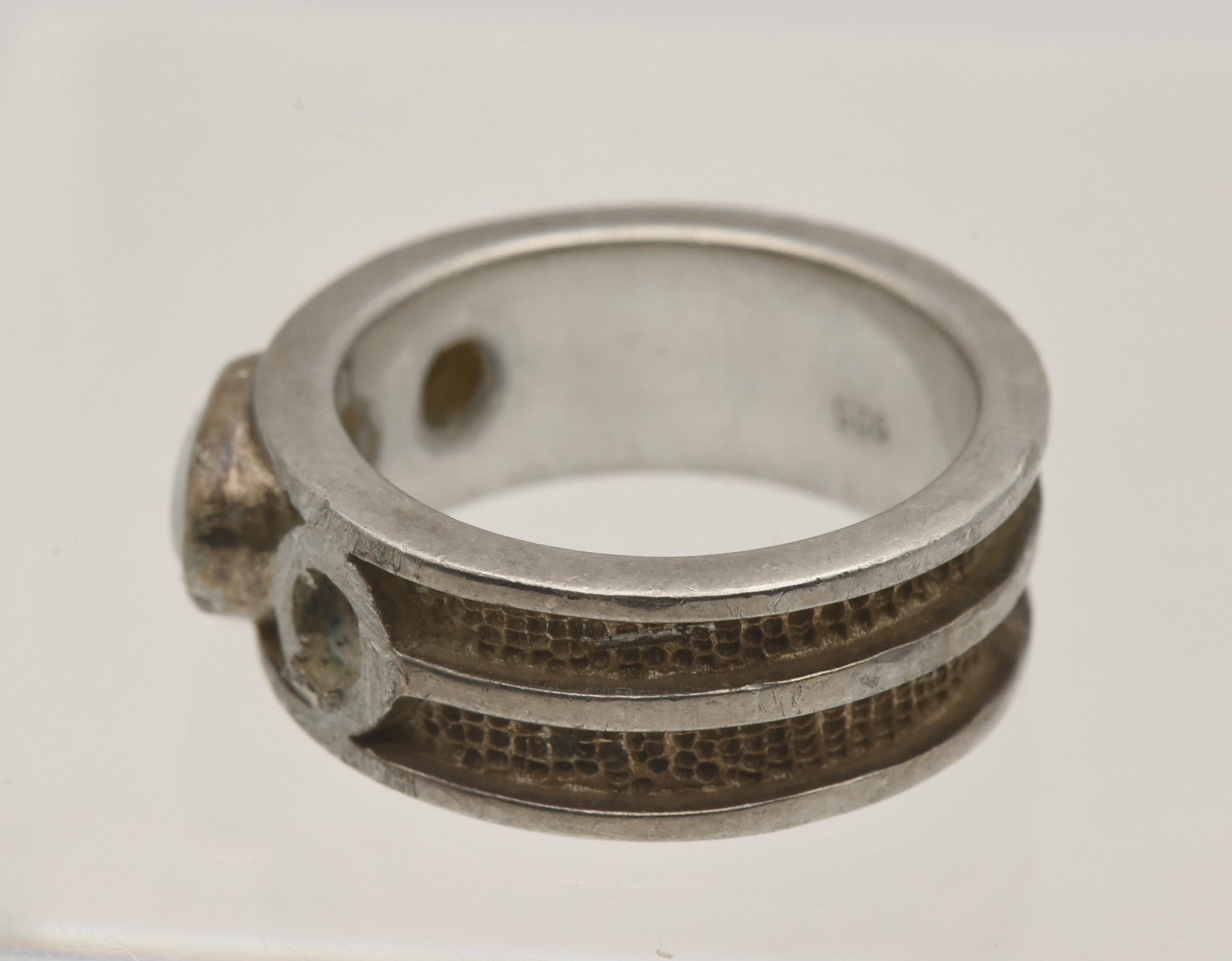 Vintage Handmade White Opal Sterling Silver Ring - Size 6 - DAMAGED