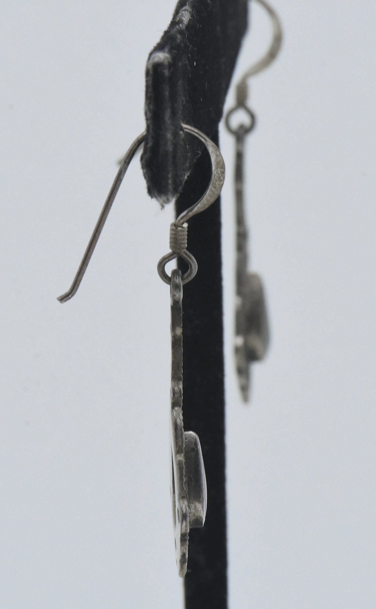 Vintage Sterling Silver Black Onyx Dangle Earrings