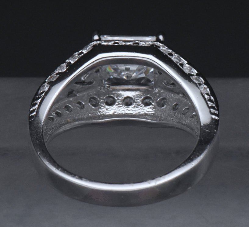 Diamonique - Sterling Silver Princess Cut Cubic Zirconia Ring - Size 6