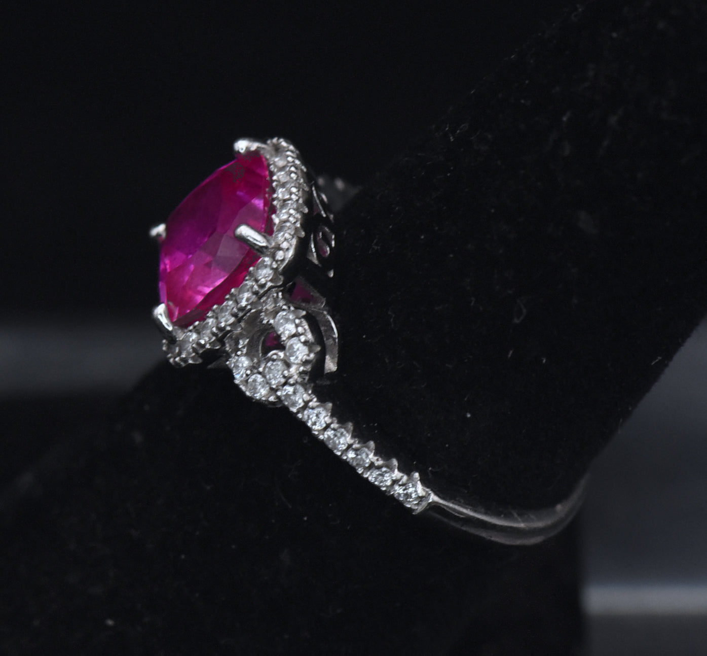 Vintage Synthetic Pink Sapphire Sterling Silver Ring - Size 6