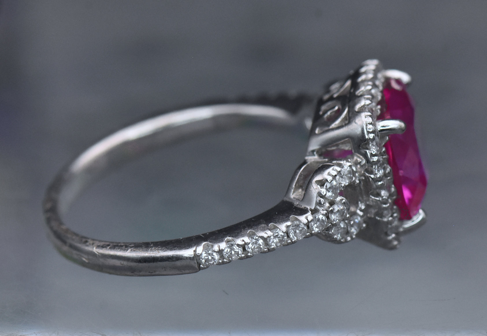 Vintage Synthetic Pink Sapphire Sterling Silver Ring - Size 6