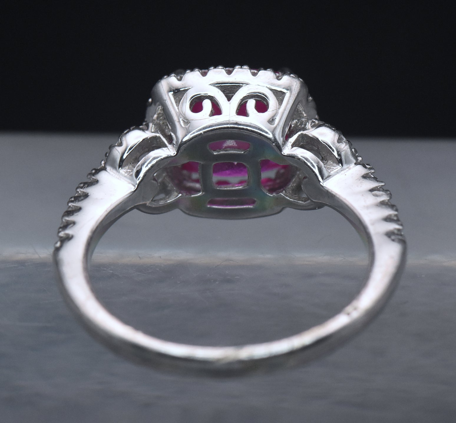 Vintage Synthetic Pink Sapphire Sterling Silver Ring - Size 6