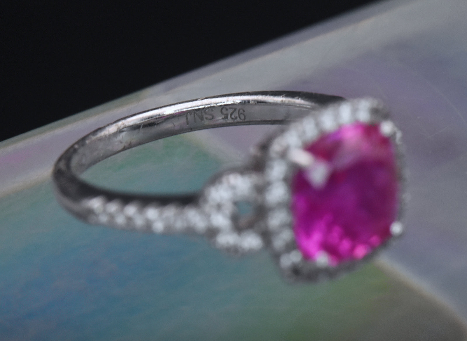 Vintage Synthetic Pink Sapphire Sterling Silver Ring - Size 6