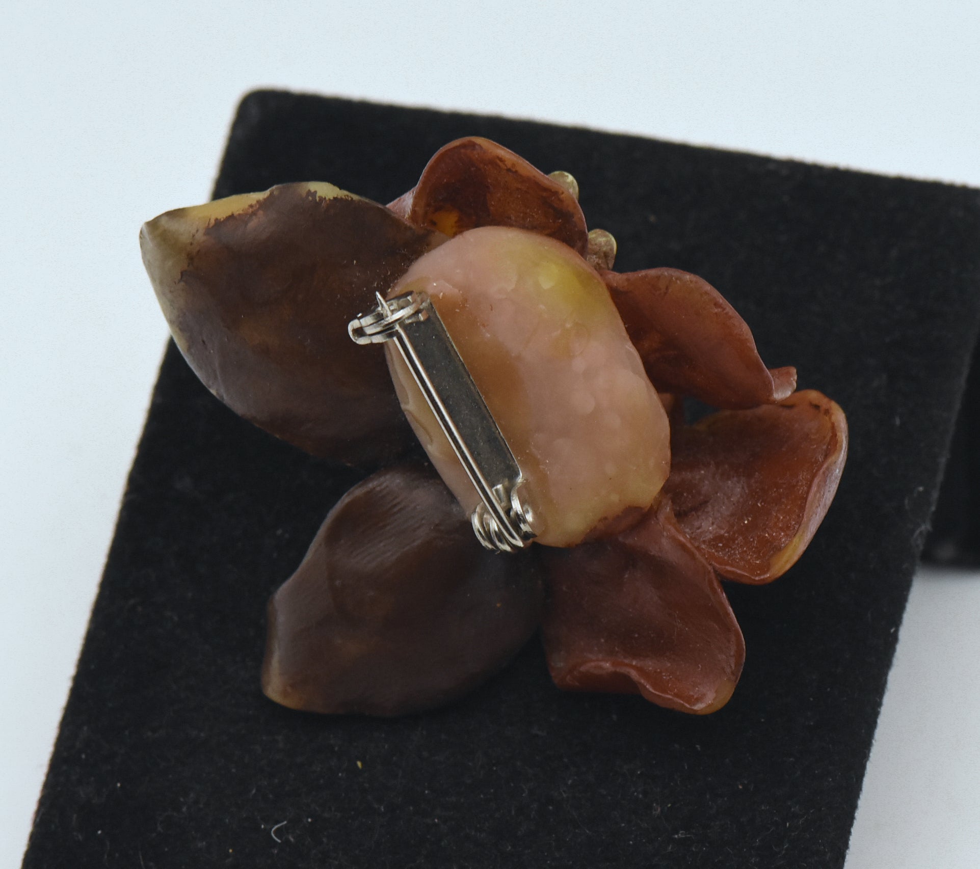 Vintage Hand Painted Plastic Floral Brooch