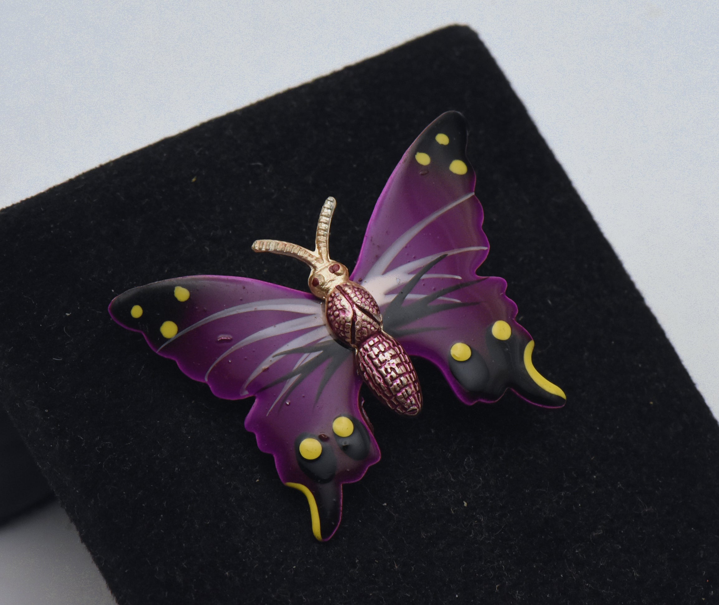 Vintage Metal Hand Painted Butterfly Brooch