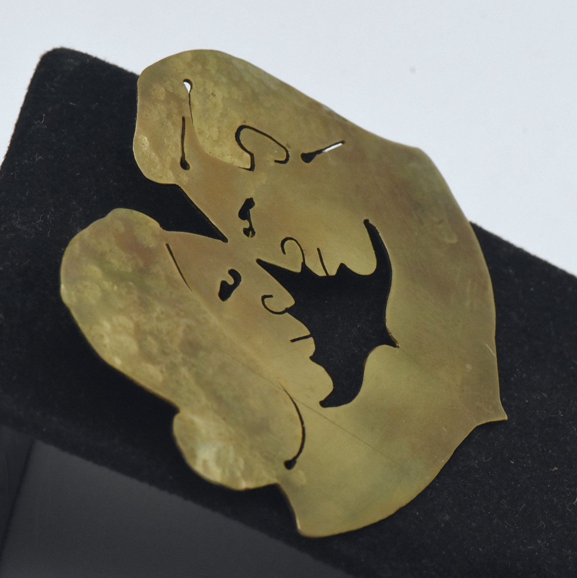 Joseph Gourdji - Vintage Handmade Brass Loving Couple Profile Brooch