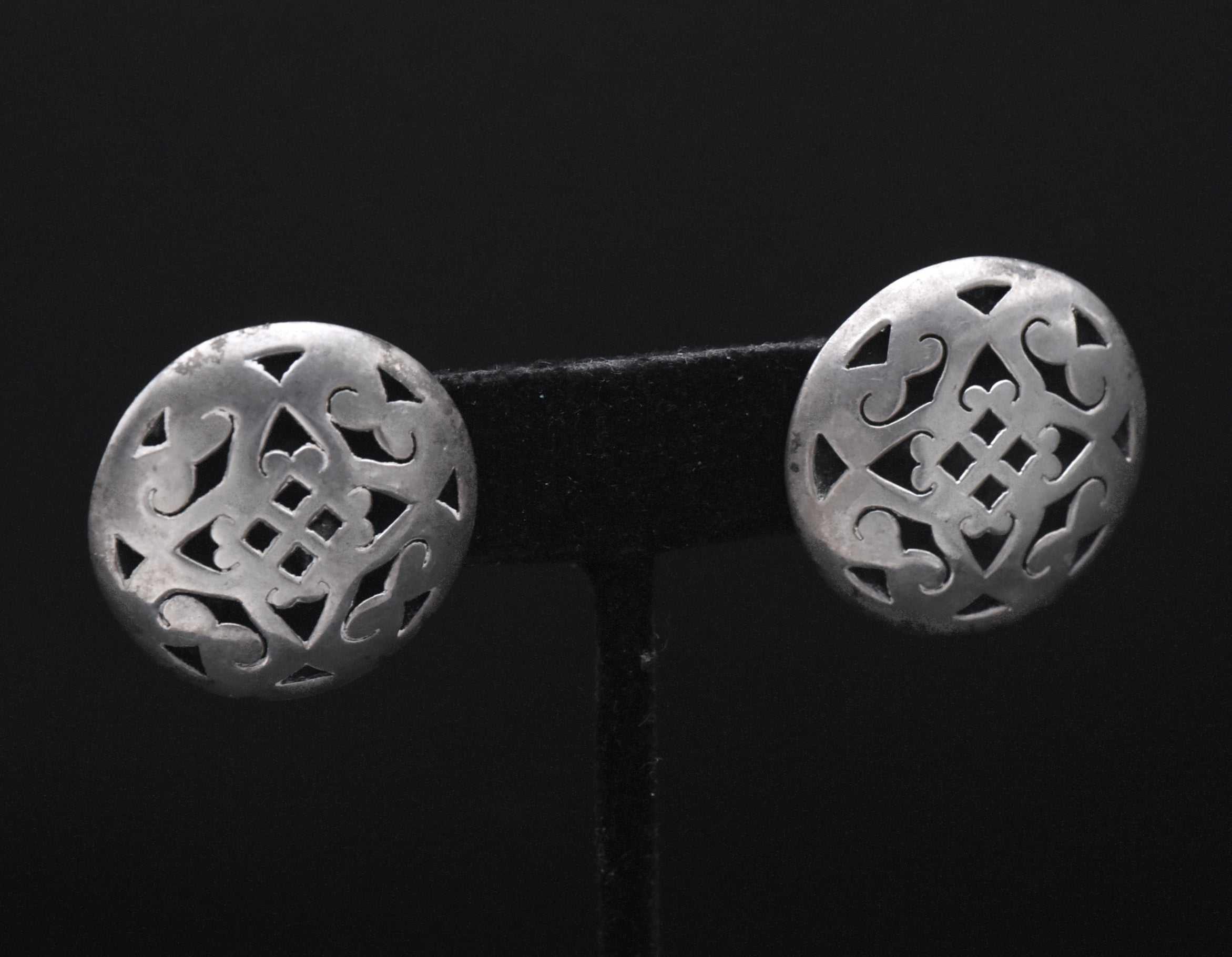 Vintage Handmade Sterling Silver Dome Earrings