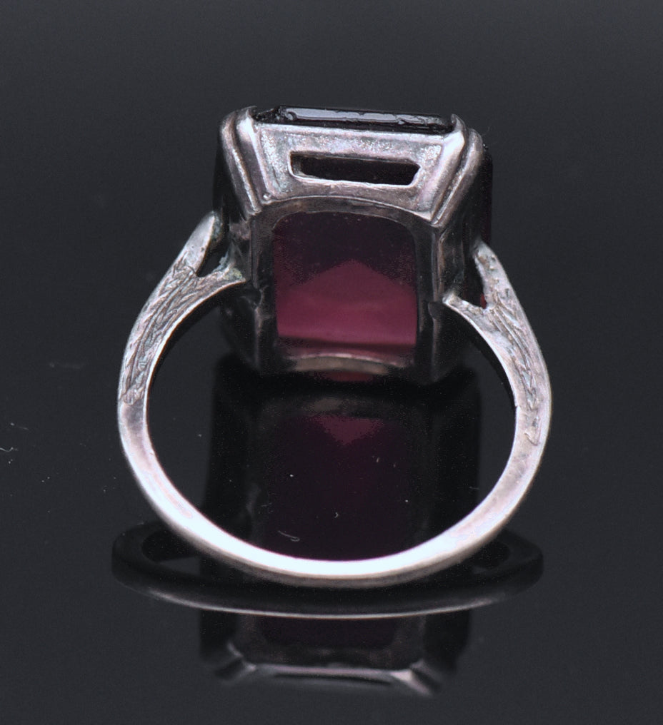 Vintage Sterling Silver Imitation Ruby Ring - Size 5