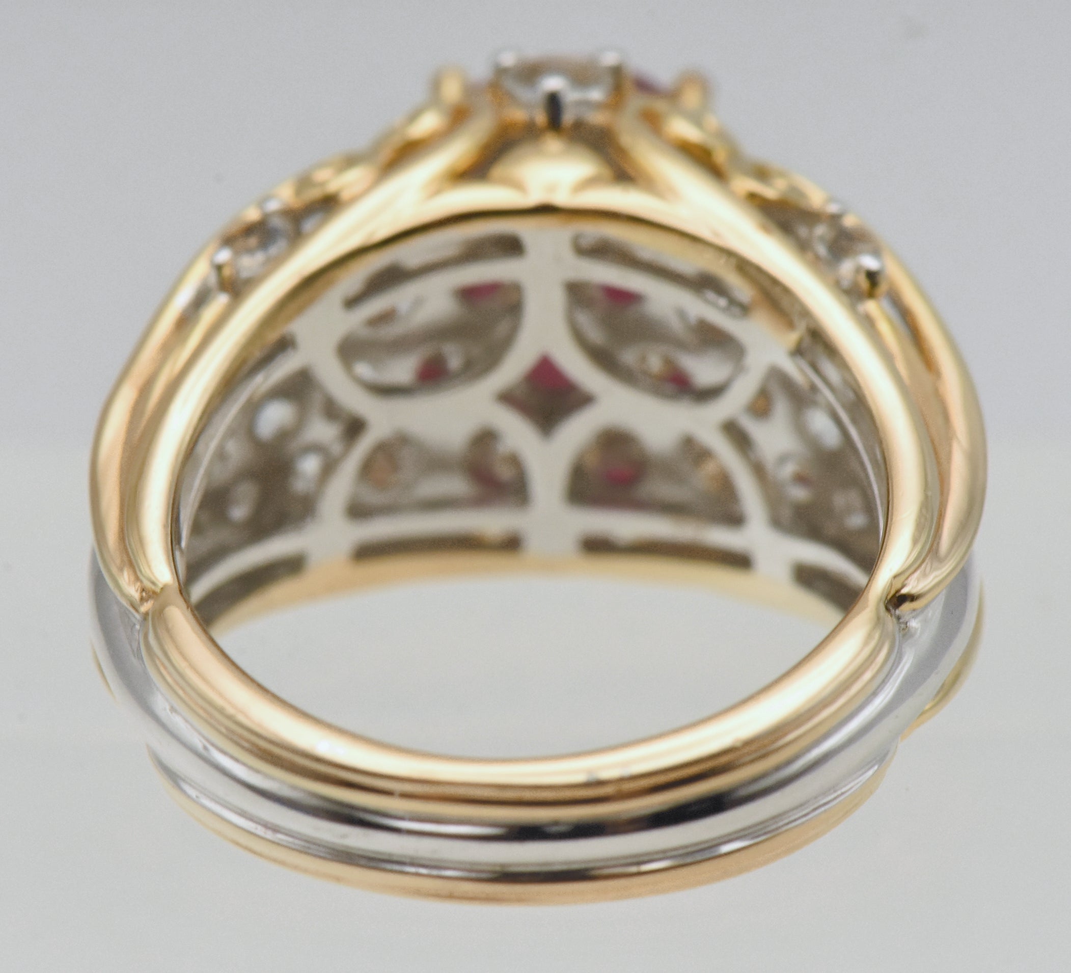 Composite Ruby and Colorless Sapphire Dual Tone Sterling Silver Ring - Size 7