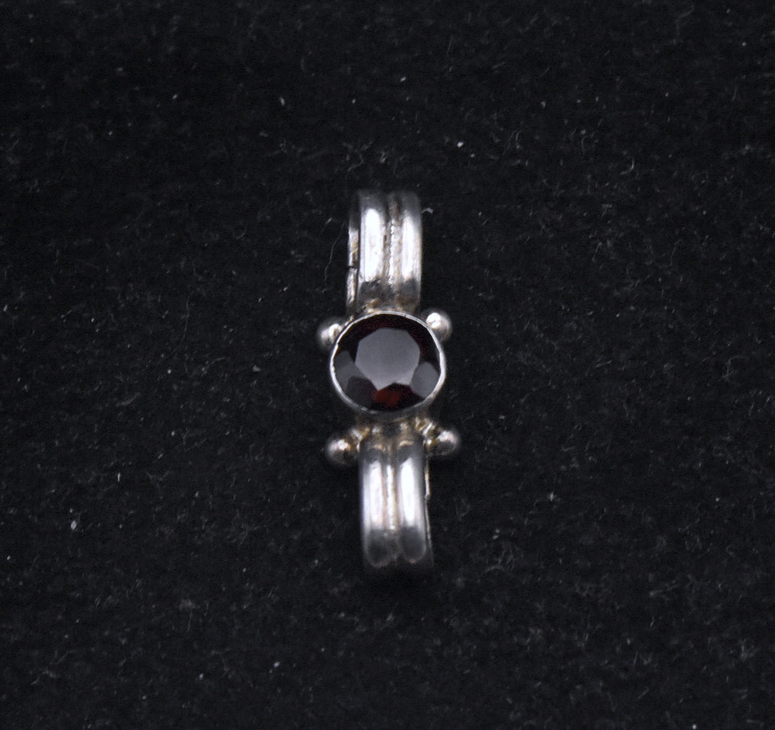 Vintage Handmade Sterling Silver Garnet Pendant