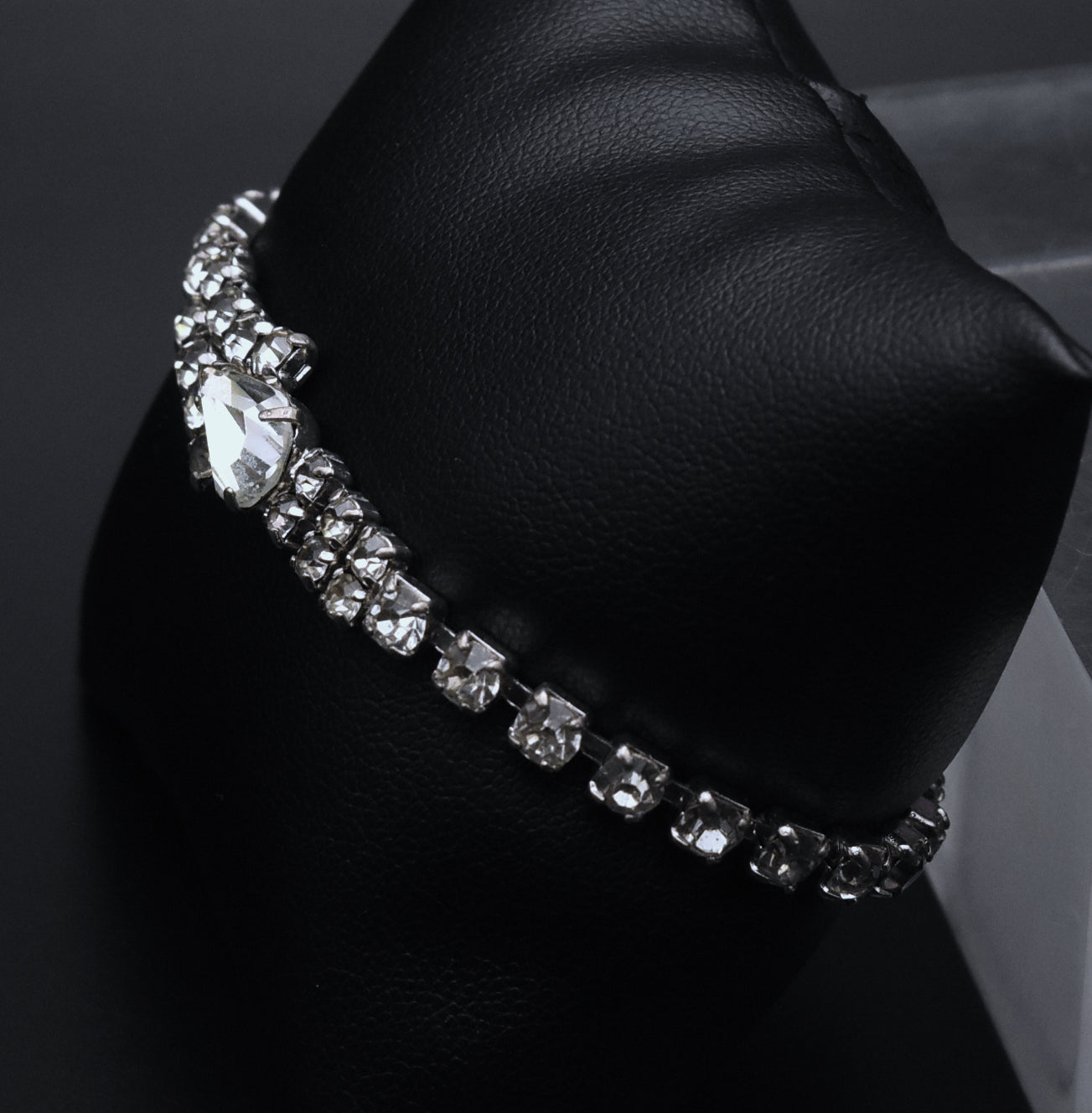 Vintage Silver Tone and Rhinestone Bracelet