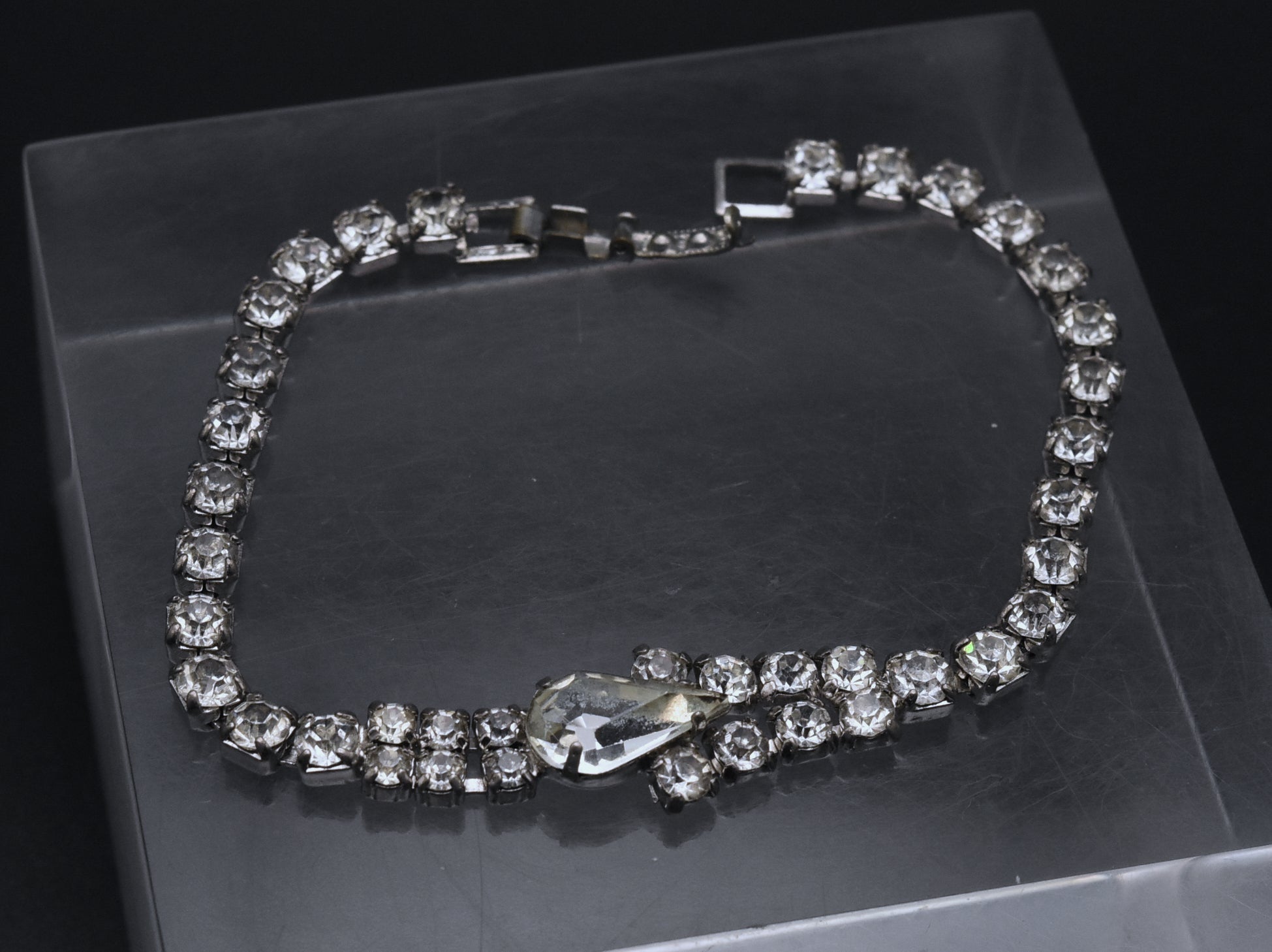 Vintage Silver Tone and Rhinestone Bracelet