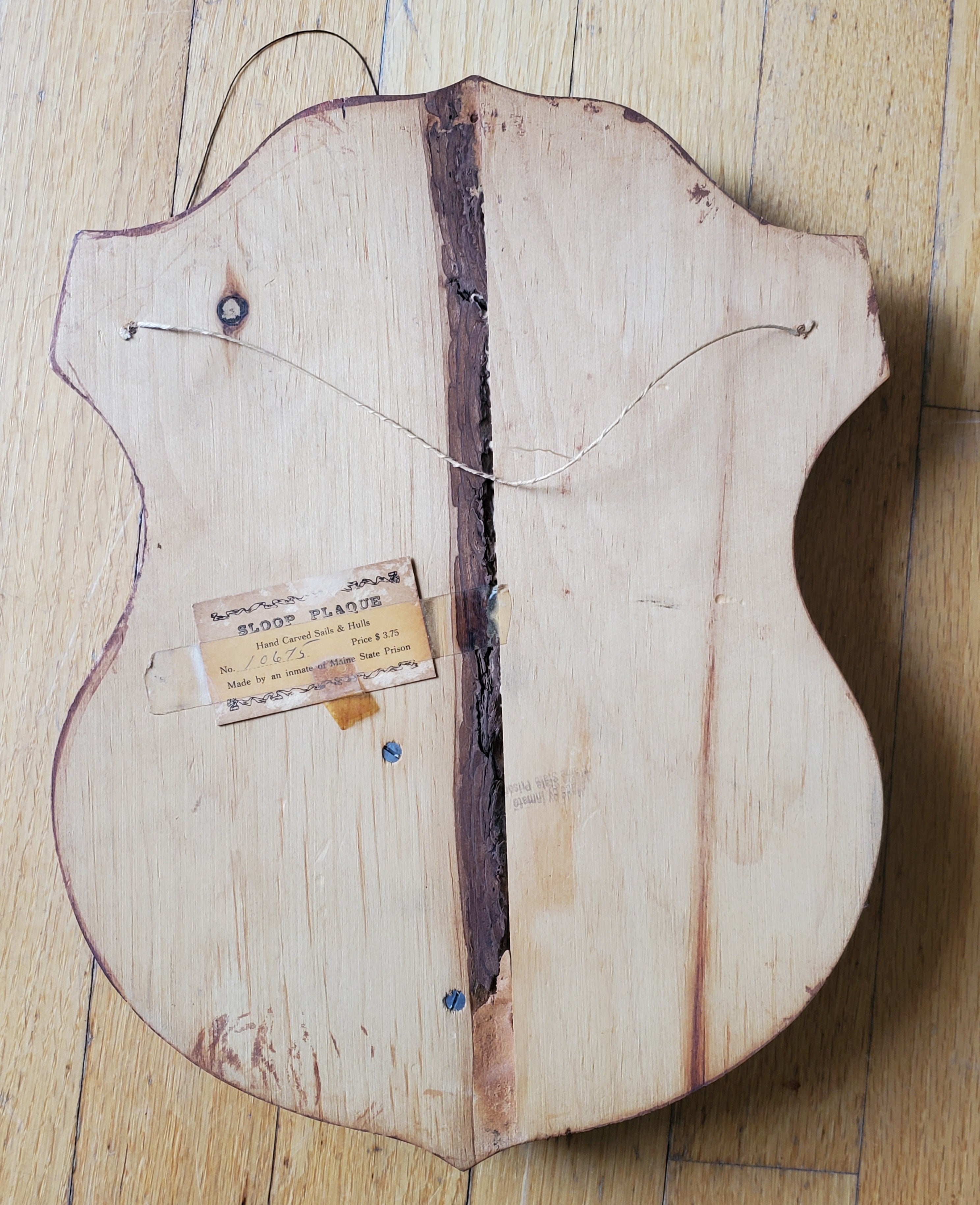 Vintage Handmade Prison Inmate Folk Art Carved Wood Sailboat Plaque