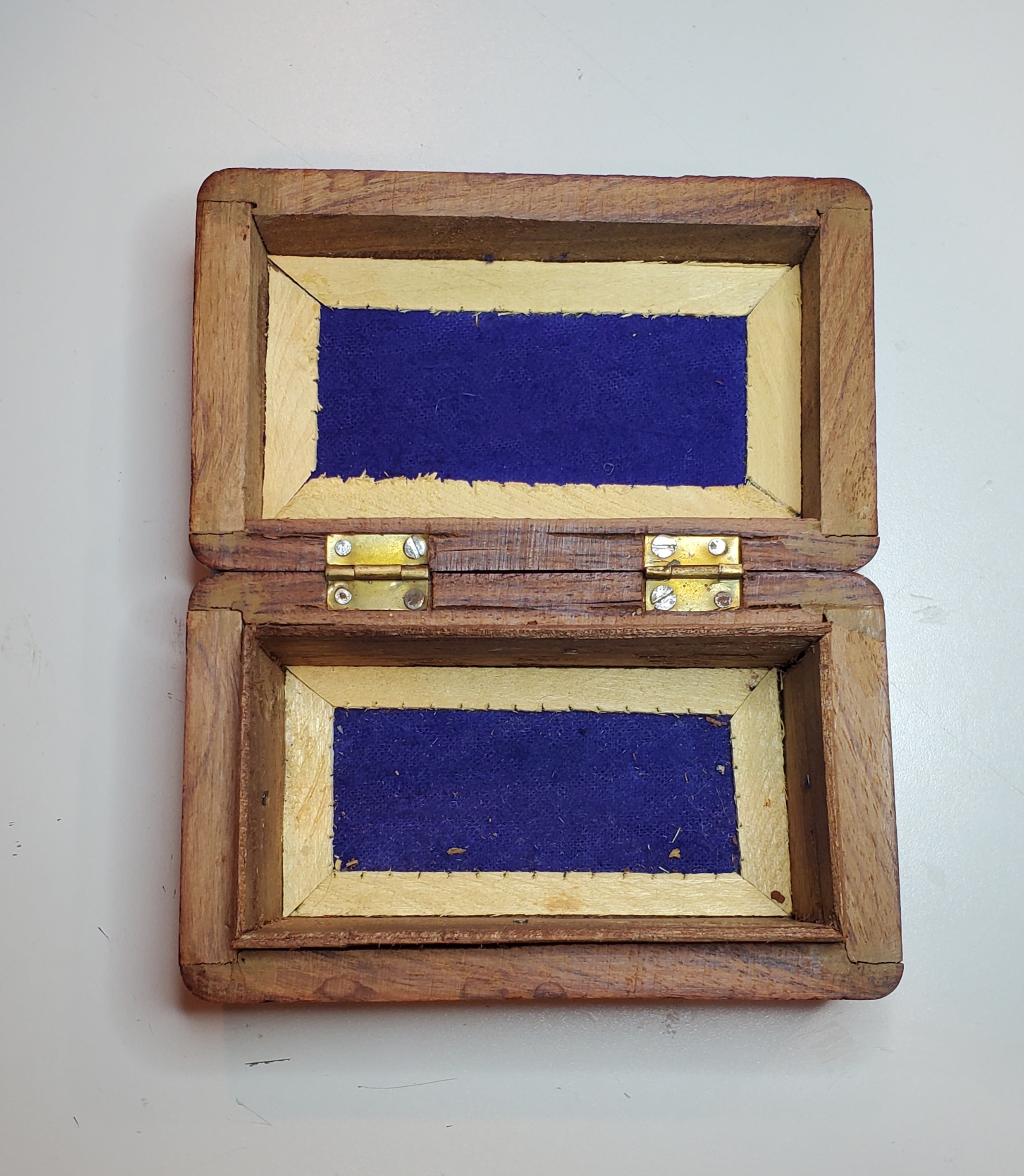 Vintage Carved Wood and Bone Inlay Jewelry Box