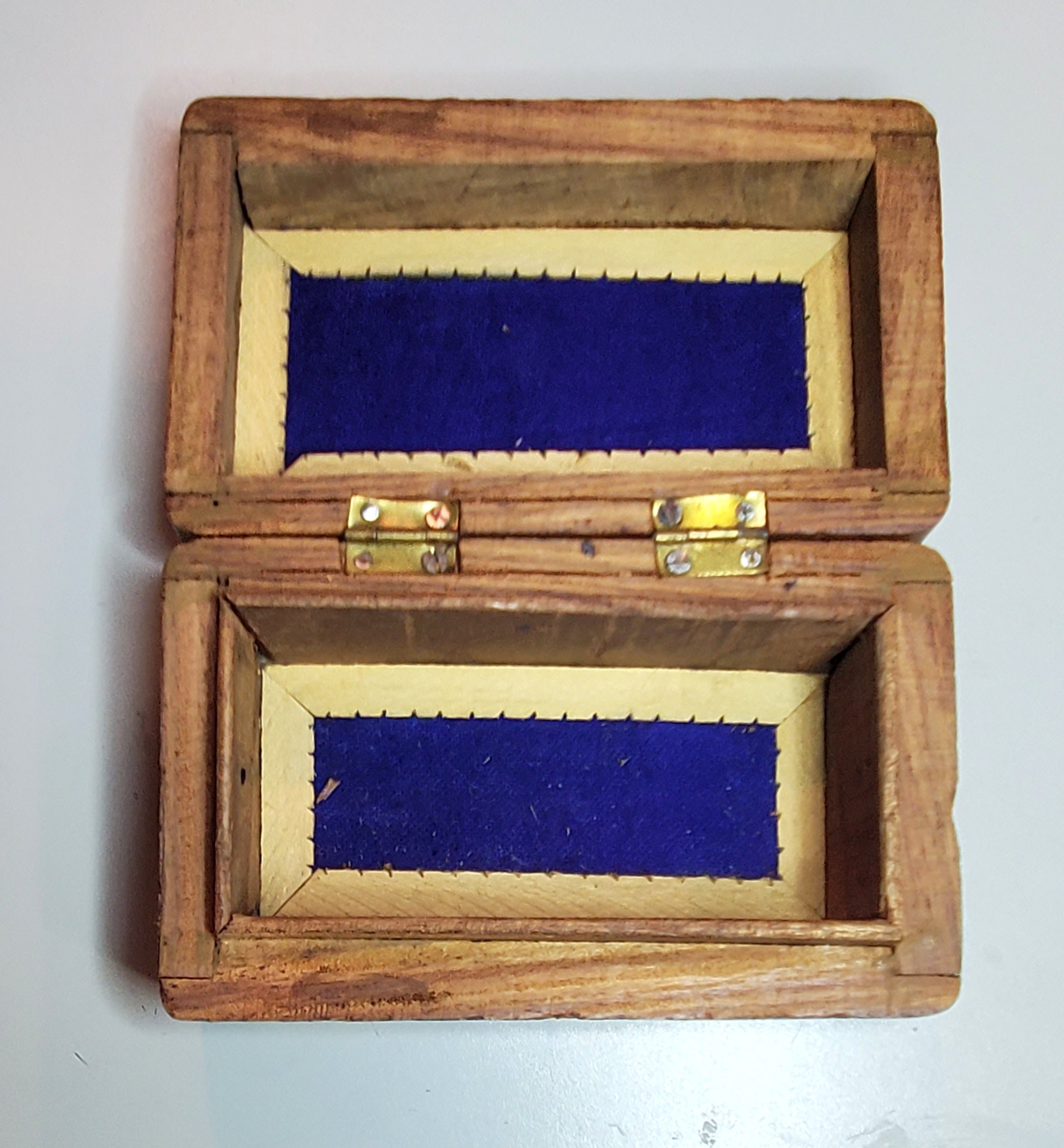 Vintage Carved Wood and Bone Inlay Jewelry Box