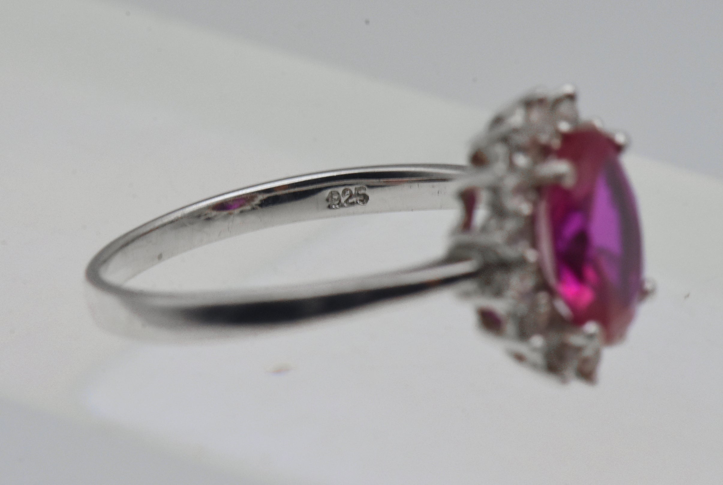 Stauer - Vintage Synthetic Ruby and Rhinestone Sterling Silver Ring - Size 8.25