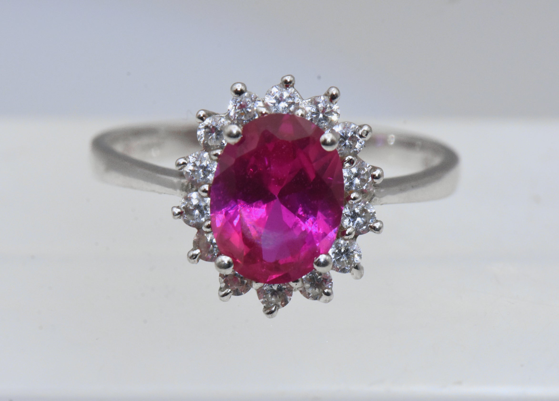 Stauer - Vintage Synthetic Ruby and Rhinestone Sterling Silver Ring - Size 8.25