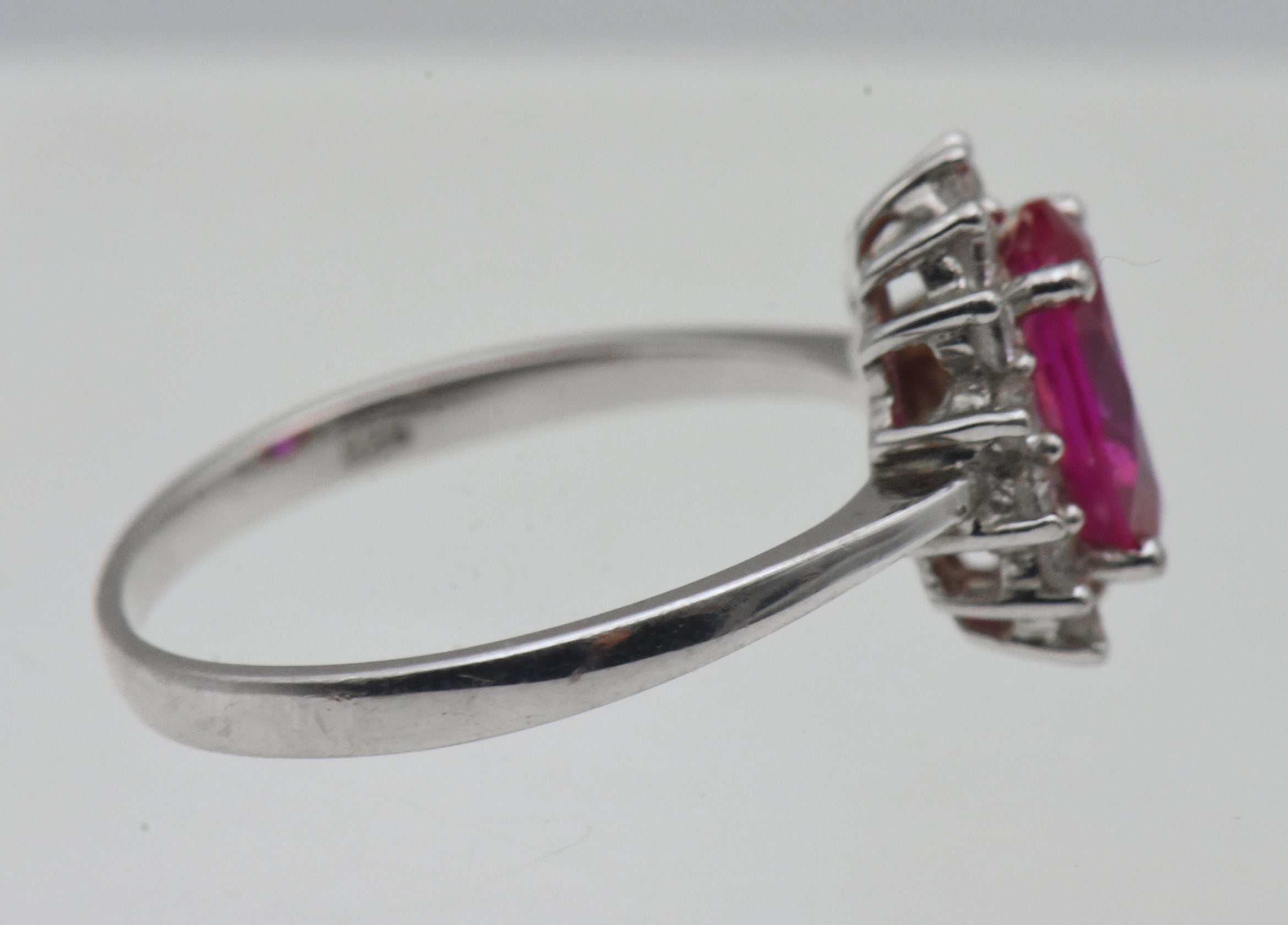 Stauer - Vintage Synthetic Ruby and Rhinestone Sterling Silver Ring - Size 8.25