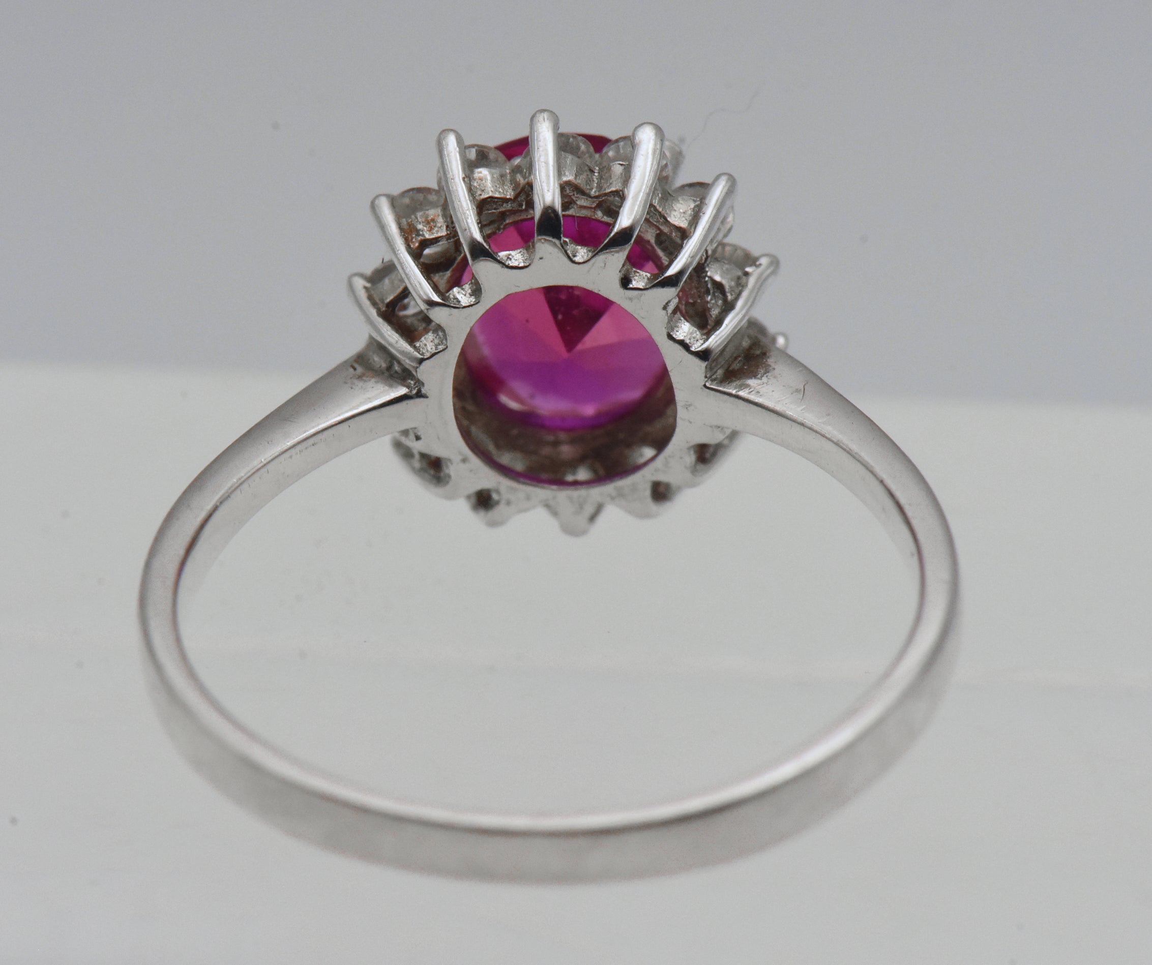 Stauer - Vintage Synthetic Ruby and Rhinestone Sterling Silver Ring - Size 8.25