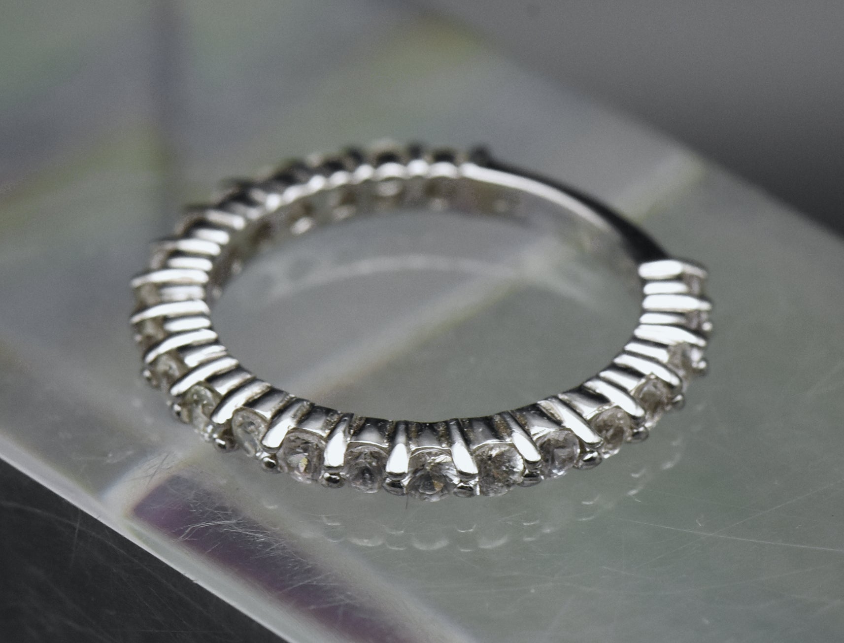 Vintage Colorless Sapphire Sterling Silver Ring