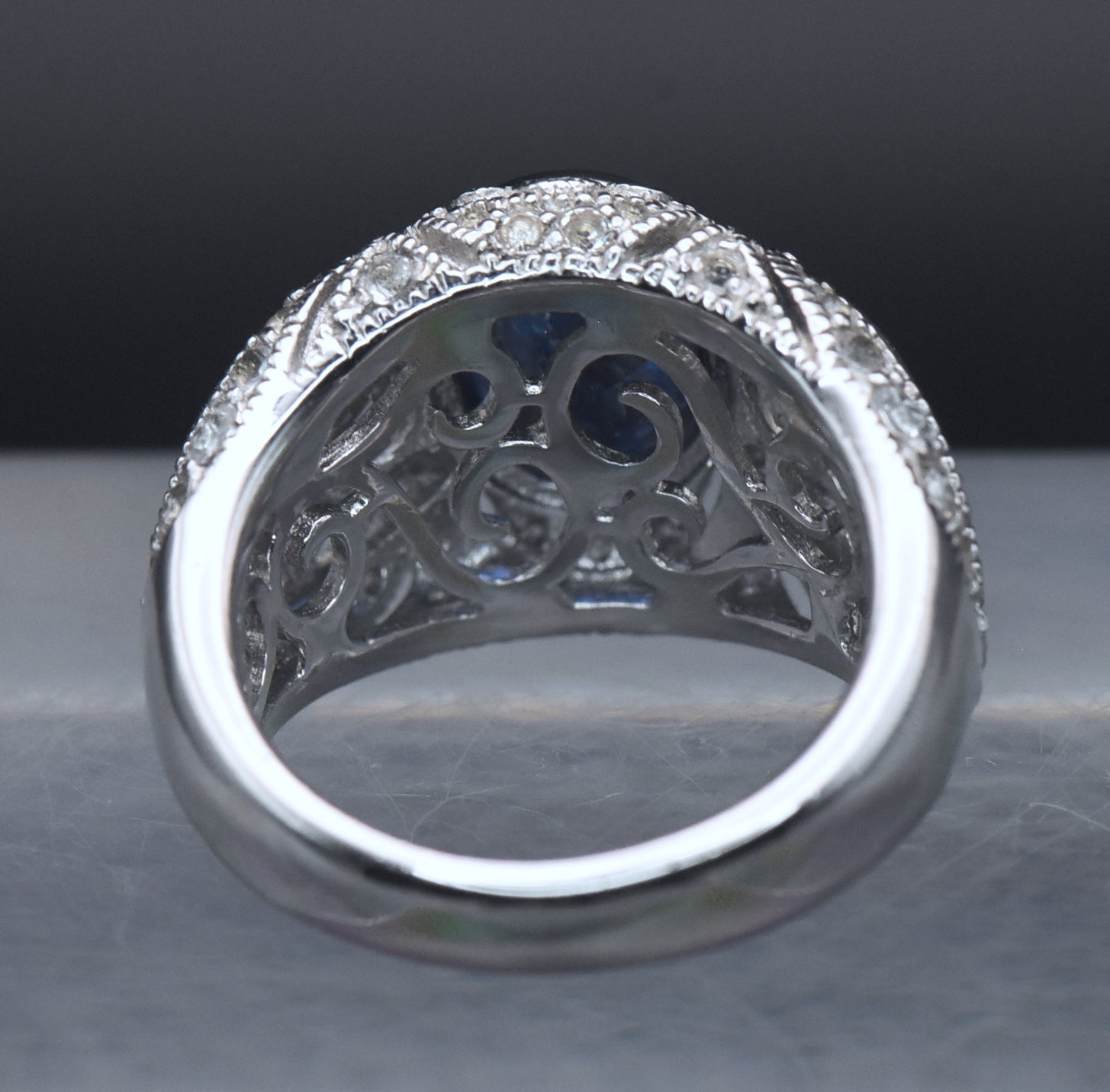 Vintage Sapphire and Topaz Sterling Silver Ring - Size 6