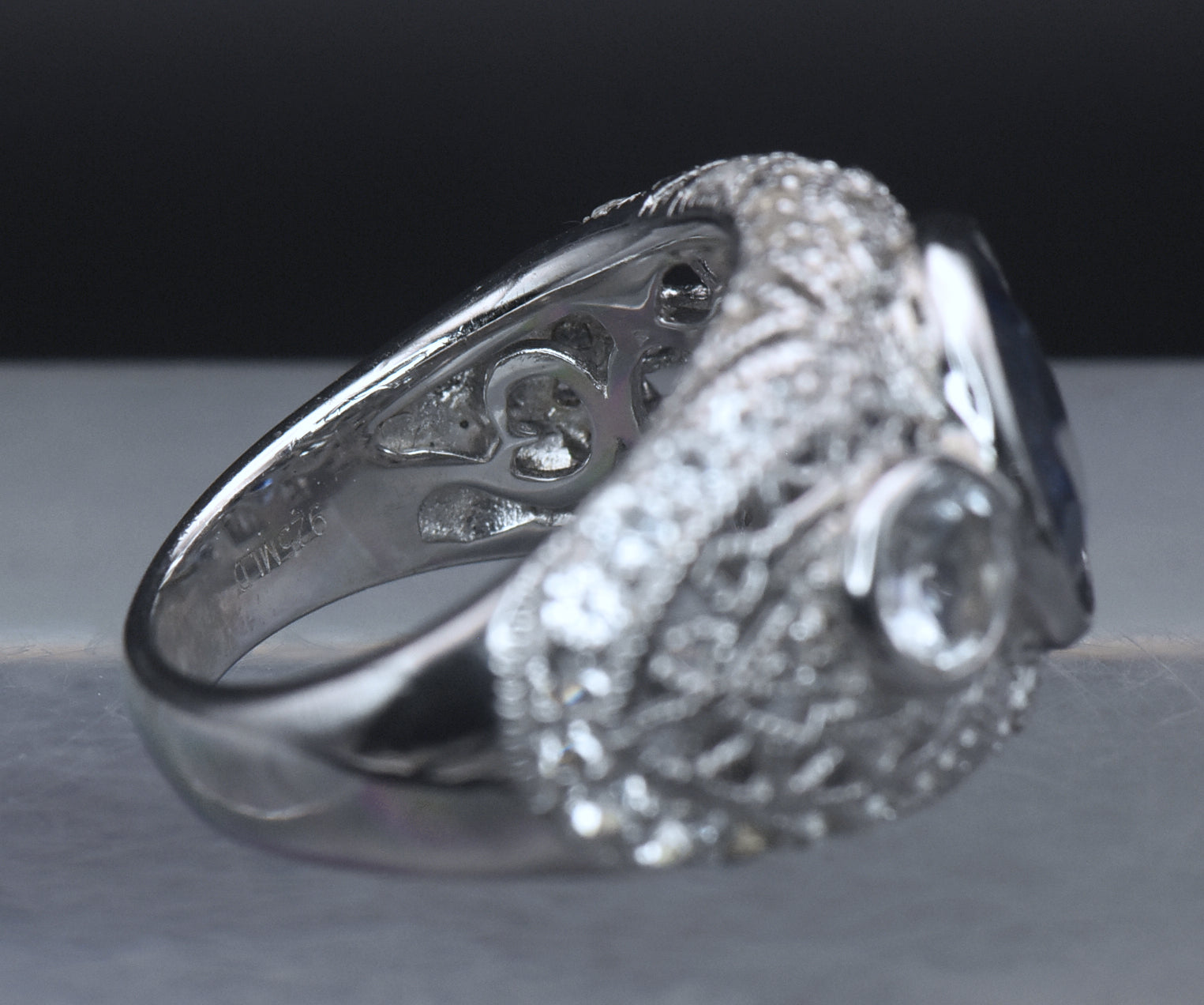 Vintage Sapphire and Topaz Sterling Silver Ring - Size 6