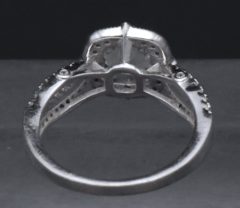 Sterling Silver Cubic Zirconia Halo Ring - Size 6