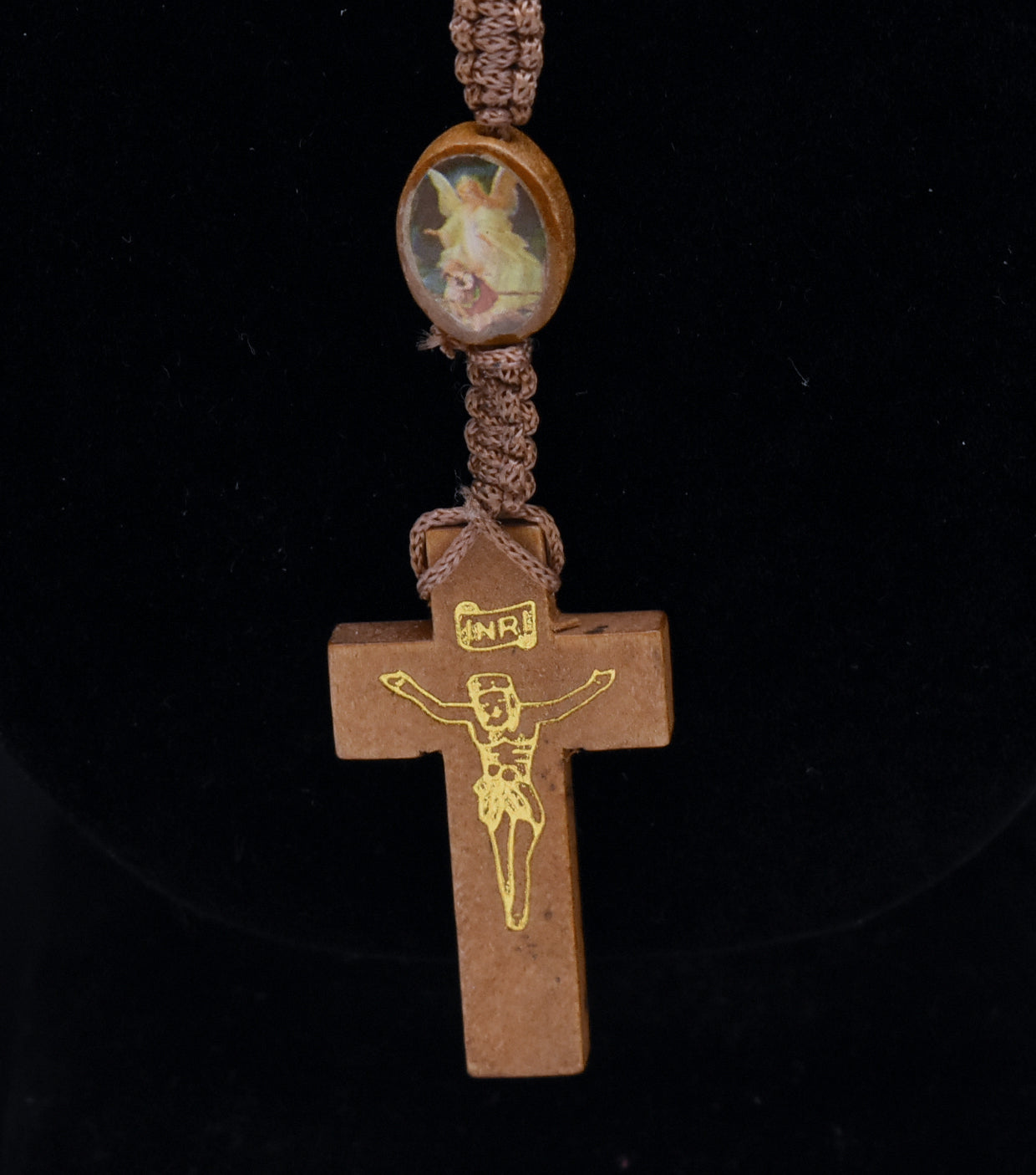 Vintage Wood Rosary Necklace - 32"