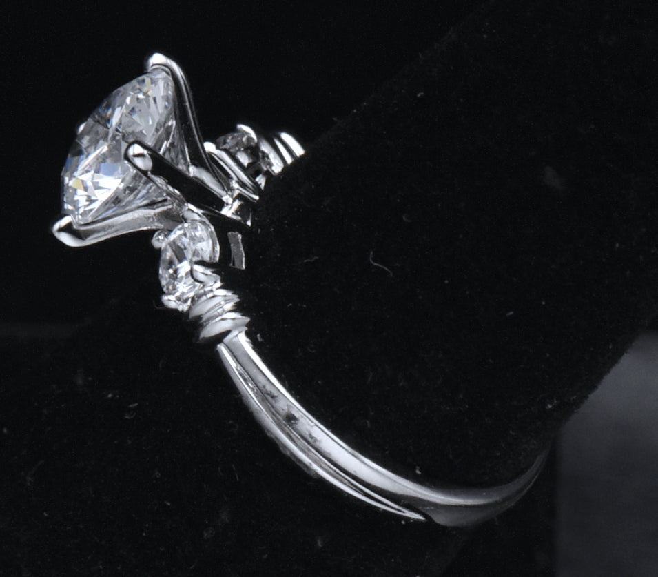 Diamonique - Sterling Silver Cubic Zirconia Ring - Size 6.25