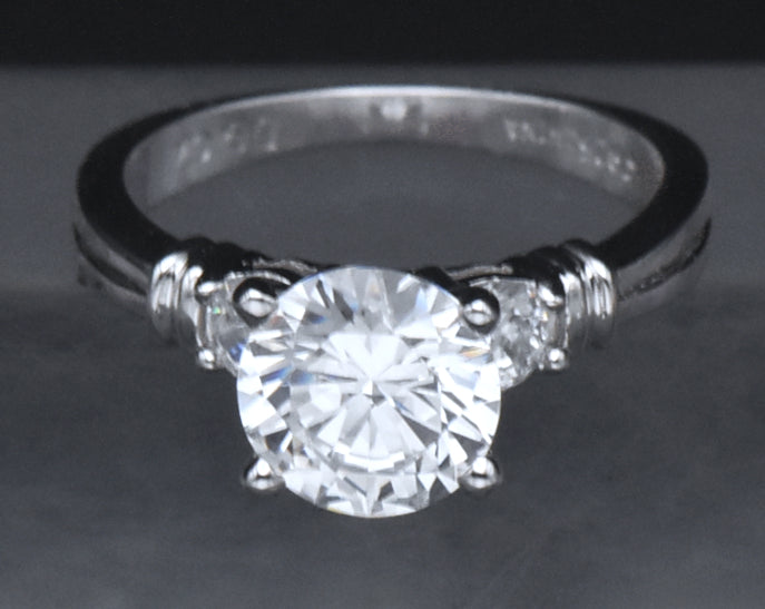 Diamonique - Sterling Silver Cubic Zirconia Ring - Size 6.25