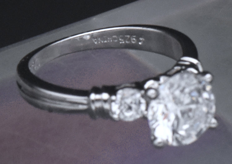 Diamonique - Sterling Silver Cubic Zirconia Ring - Size 6.25