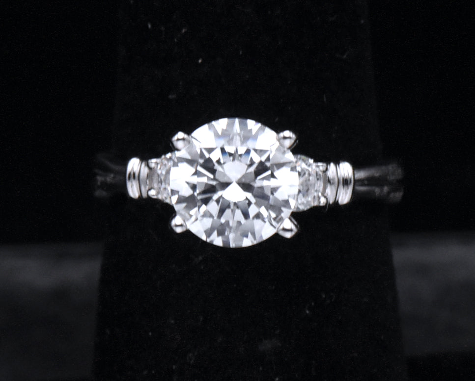 Diamonique - Sterling Silver Cubic Zirconia Ring - Size 6.25