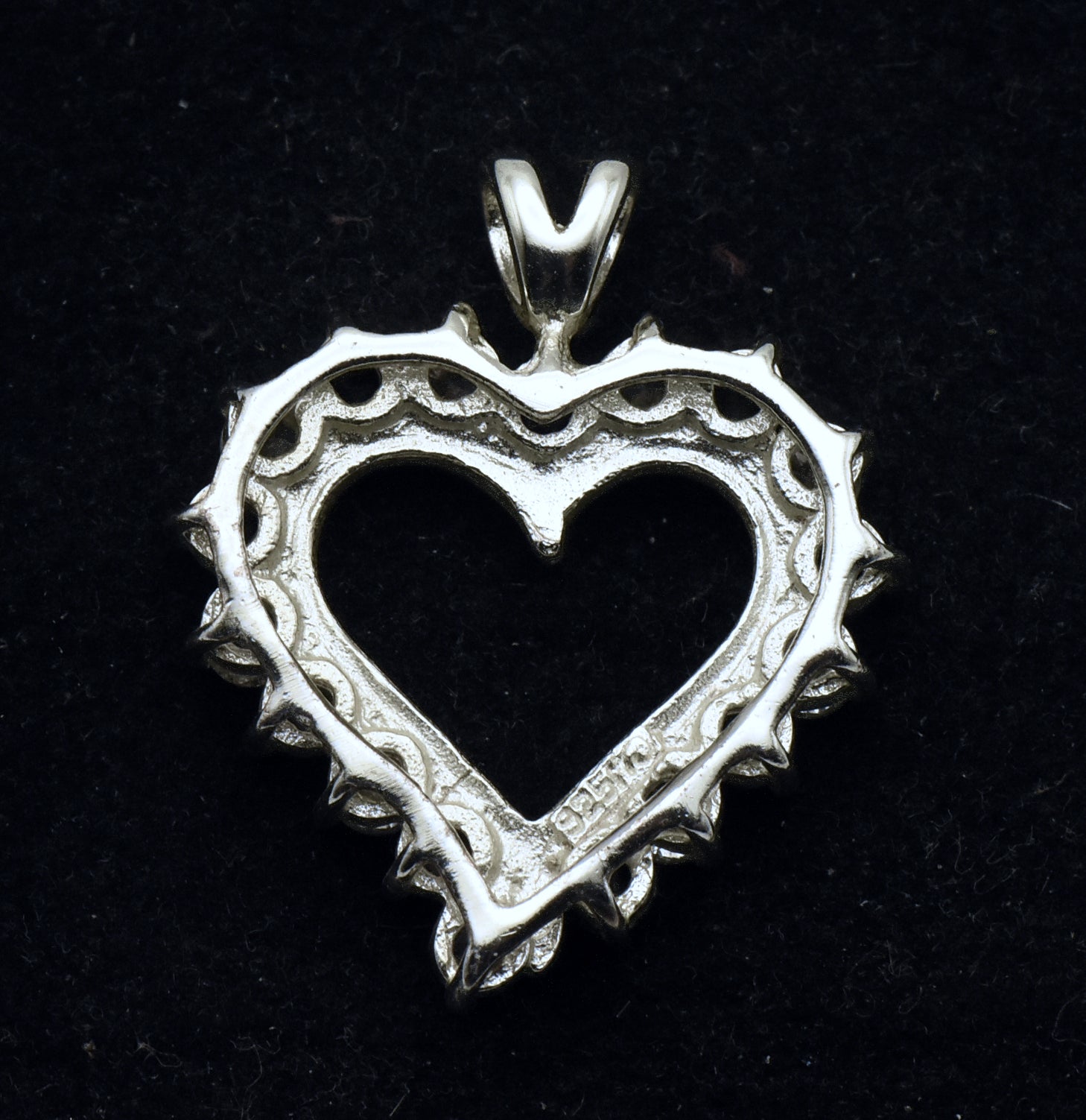 Vintage Sapphire and Cubic Zirconia Sterling Silver Heart Pendant