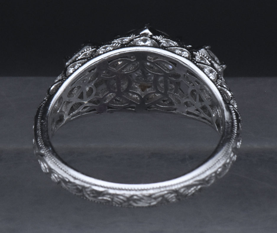 Tacori - Sterling Silver Three-Stone CZ Filigree Ring - Size 7