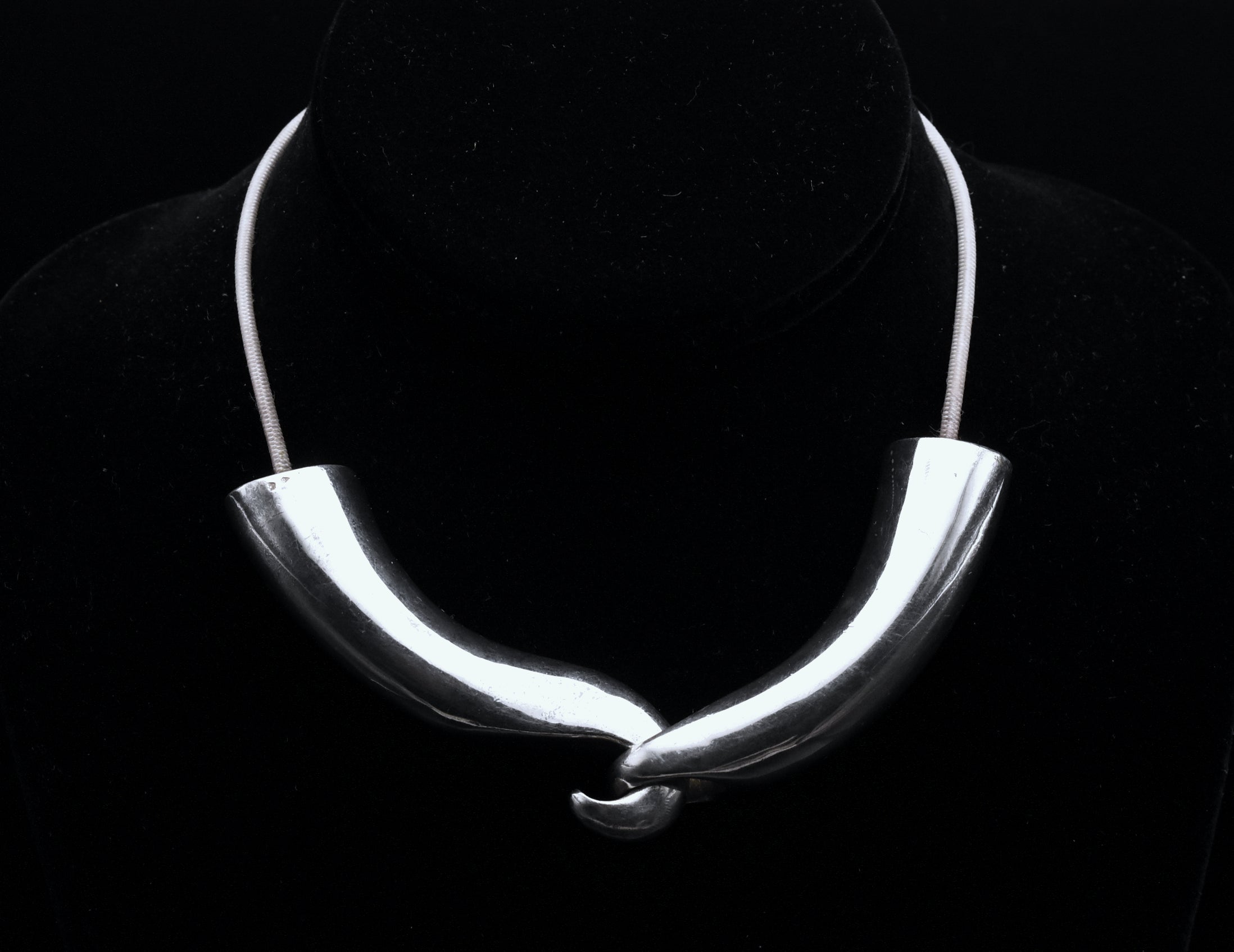 Vintage French Sterling Silver Elephant Tusk Necklace - Modified