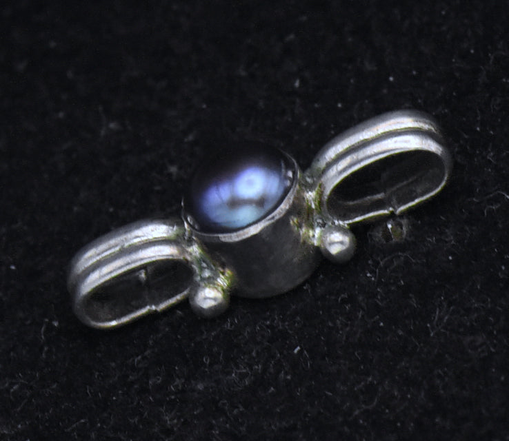 Vintage Handmade Sterling Silver Tahitian Pearl Pendant