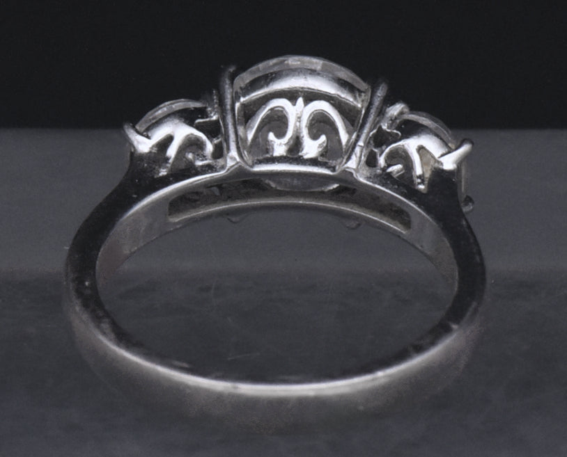 Sterling Silver Three-Stone Cubic Zirconia Ring - Size 6