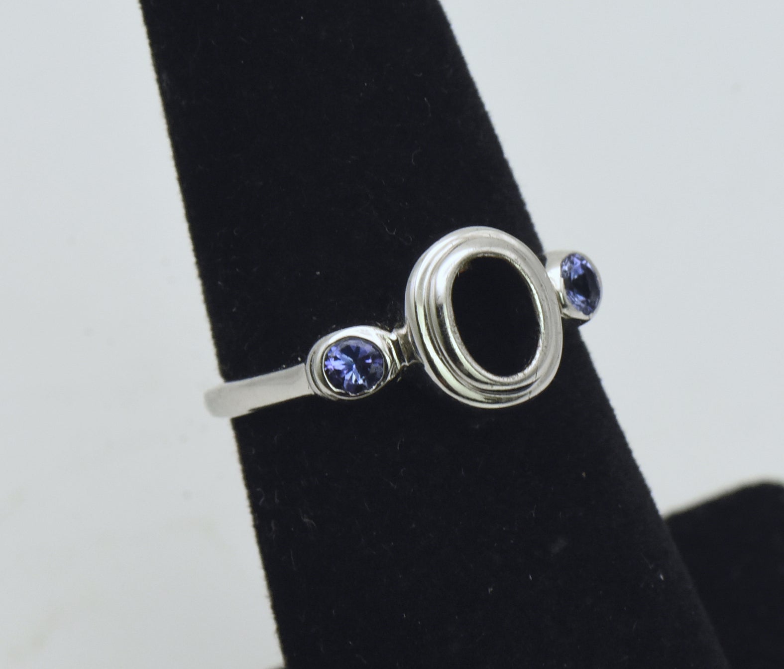 Vintage Tanzanite Accented Sterling Silver Semi-Mount- Size 5.75